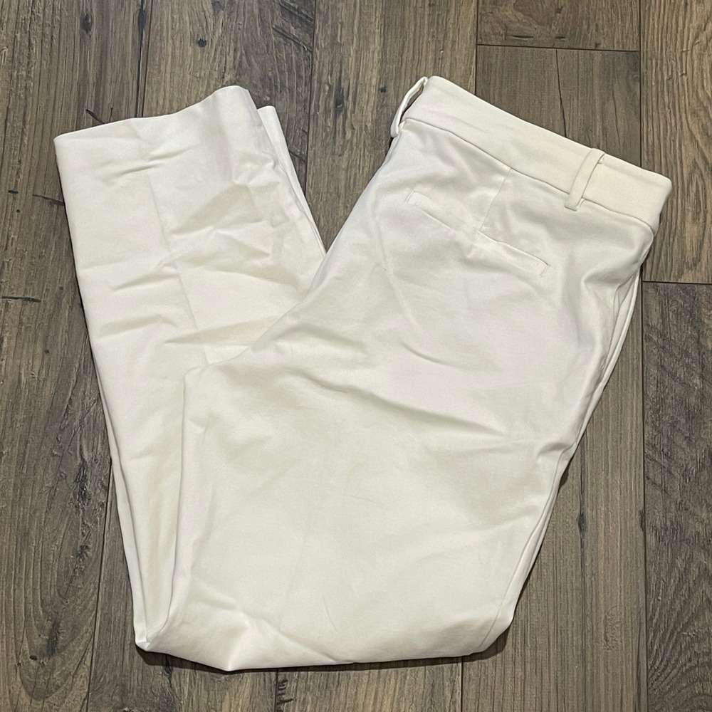 LOFT The Riviera Slim Off-White Cotton Blend Tapered Ankle Pants Size 12 SP22